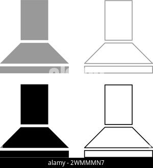 Abzugshaube für die Küche Herd Haushaltsgeräte Set Symbol grau schwarz Farbe Vektor Illustration Bild einfache feste Füllung Umrisslinie Stock Vektor