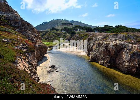 Flache Gewässer des Soberanes Creek im Garrapata State Park, Kalifornien Stockfoto