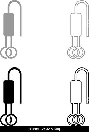 Elektrischer Tauchheizer für Wasserset Symbol grau schwarz Farbe Vektor Illustration Bild einfache Vollfüllung Umrisslinie dünne flache Art Stock Vektor