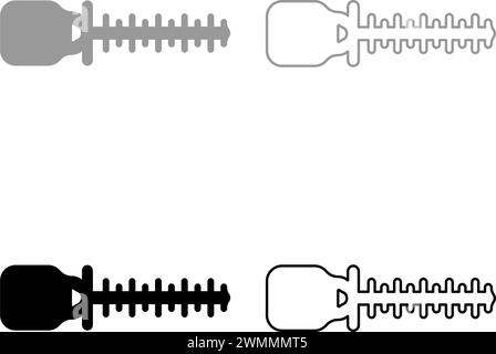 Bush Cutter Trimmer für Büsche Mähen Hecke Garten Arbeit Konzept Set Symbol grau schwarz Farbe Vektor Illustration Bild einfache feste Füllung Umrisskontur Stock Vektor