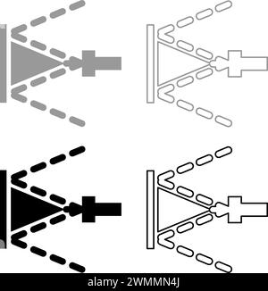 Waschen der Oberfläche unter hohem Druck Verwenden Sie Wasserdeck Reinigungsset Symbol grau schwarz Farbe Vektor Illustration Bild einfache Vollfüllung Umrisskontur Stock Vektor