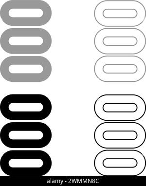 Set Handtücher Stapel gefalteter Badservietten Set Symbol grau schwarz Farbe Vektor Illustration Bild einfache Vollfüllung Umrisslinie dünne flache Art Stock Vektor