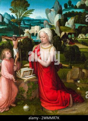 Albert Cornelis Gemälde, die Magdalen in einer Landschaft, Öl auf Holz, um 1520 Stockfoto