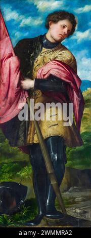 Girolamo Romani genannt Romanino, Sankt Alexander (* 303), Porträtmalerei in Öl auf Holz, um 1524 Stockfoto