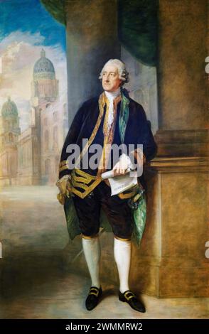 John Montagu (1718–1792), 4. Earl of Sandwich, Staatsmann, Politiker und Erfinder des Sandwiches, Porträtmalerei in Öl auf Leinwand von Thomas Gainsborough, 1783 Stockfoto