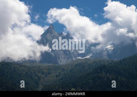 Chamonix - Aiguille de Blaitiere Gipfel im Mont Blanc Massiv. Stockfoto