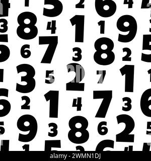 Nahtloses Vektormuster mit schwarzen Zahlen auf weißem Hintergrund Stock Vektor