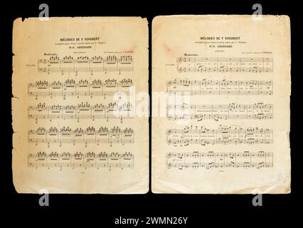 Musiknoten „La Serenade“ des Komponisten Franz Schubert. Stockfoto