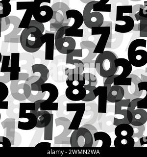 Nahtloses Vektormuster mit schwarzen transparenten Zahlen auf weißem Hintergrund Stock Vektor