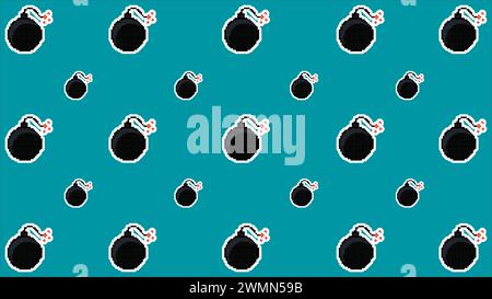 Kunst Illustration Zeichnen Bildmaterial Hintergrund Pixel Zeichen Symbol Design Konzept Satz der Bombe Stock Vektor