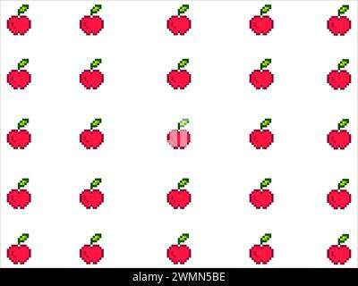 Kunst-Illustration-Design der Pixel-Apfelfrucht Stock Vektor