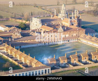 Landschaftsaufnahme von Certosa von Pavia Heiligtum, Pavia, Italien Stockfoto