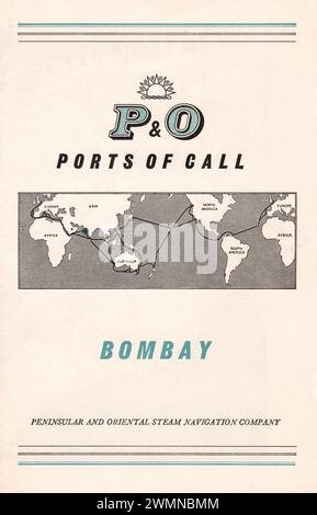 Alte P&O Ports of Call Broschüre für Bombay aus den 1950er Jahren Stockfoto