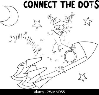 Verbinde das Spiel „Dots“. Druckbares Arbeitsblatt für Kinder mit Lemuren. Kann als Ausmalbuch für Kinder verwendet werden. Stock Vektor