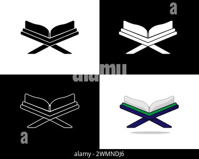 Kunst Illustration Design Icon Logo mit Silhouette Konzept Symbol des offenen Buches al quran Stock Vektor
