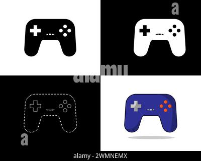 Design-Symbol-Logo mit Silhouette-Konzept-Symbol des Joystick-Gamepads Stock Vektor