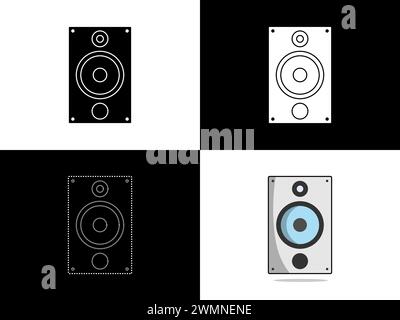 Design-Icon-Logo mit Silhouette-Konzept-Symbol für Sound-Lautsprechersystem Stock Vektor