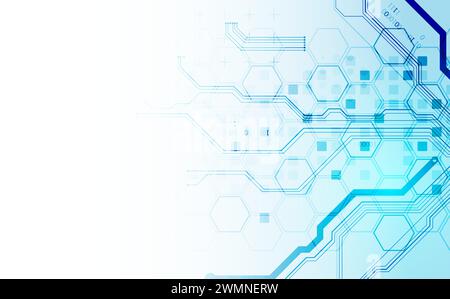 CPU-Konzept. Leiterplatte. Abstrakter Technologiehintergrund. Handgezeichneter Vektor. Stock Vektor