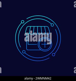 Neues Seller-Symbol, lineares Design hinzufügen Stock Vektor