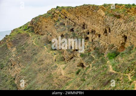 David Gareji ist ein aus Felsen gehauener Orthodoxer Klosterkomplex in der Region Kakheti im Osten Georgiens, an den Hängen der Halbwüste des Mount G Stockfoto