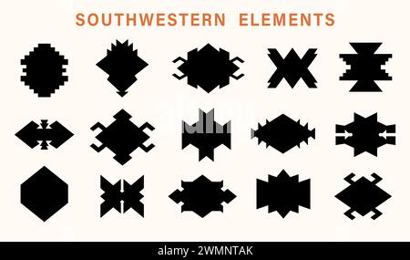 Azteken Navajo Tribal Shapes Setzen Südwestliches Symbol Stock Vektor