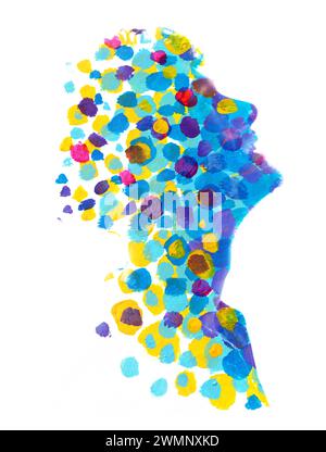 Eine farbenfrohe Silhouette mit doppelter Belichtung Stockfoto