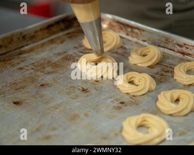 Keksfabrik Lebensmittelindustrie Herstellung von Keksen Stockfoto