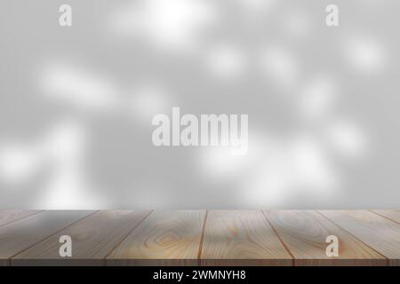 Sonnenlicht wirft Schatten auf die weiße Wand Stockfoto