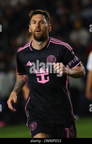 Inter Miami CF Mittelfeldspieler Lionel Messi (10) während eines MLS-Fußballspiels gegen Los Angeles Galaxy am Sonntag, 25. Februar 2024, in Carson, Calif. (Kevin Terrell/Image of Sport) Stockfoto