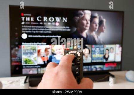 TV-Fernbedienung, Panasonic TV, Streaming TV, Home Entertainment. - 27. Februar 2024 Foto von Andrew Higgins/Thousand Word Media Ltd © Thousand W Stockfoto