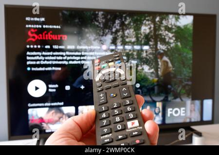 TV-Fernbedienung, Panasonic TV, Streaming TV, Home Entertainment. - 27. Februar 2024 Foto von Andrew Higgins/Thousand Word Media Ltd © Thousand W Stockfoto