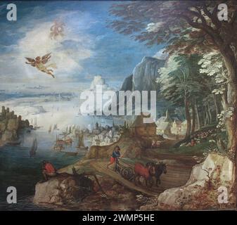 Joos de Momper, Landschaft mit dem Fall des Ikarus 1500 Stockfoto