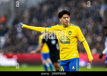 Odense, Dänemark. Februar 2024. Yuito Suzuki (28) von Broendby, WENN er während des 3F Superliga-Spiels zwischen Odense BK und Broendby IF im Nature Energy Park in Odense gesehen wurde. (Foto: Gonzales Foto - Teis Markfoged). Stockfoto