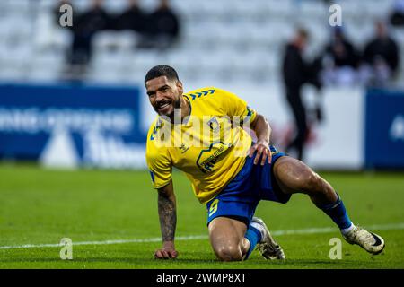 Odense, Dänemark. Februar 2024. OHI Omoijuanfo (9) von Broendby IF beim 3F Superliga-Spiel zwischen Odense BK und Broendby IF im Nature Energy Park in Odense. (Foto: Gonzales Foto - Teis Markfoged). Stockfoto