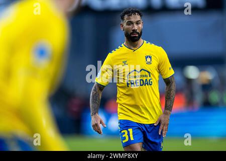 Odense, Dänemark. Februar 2024. Sean Klaiber (31) von Broendby IF beim 3F Superliga-Spiel zwischen Odense BK und Broendby IF im Nature Energy Park in Odense. (Foto: Gonzales Foto - Teis Markfoged). Stockfoto