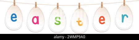 ostereier hängen an einer Band-Vektor-Illustration Stock Vektor