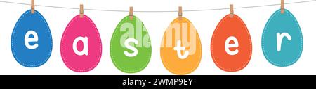ostereier hängen an einer Band-Vektor-Illustration Stock Vektor