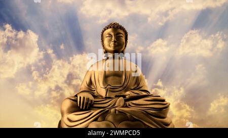 Buddha Statue. Close-Up. Clouds. Stockfoto