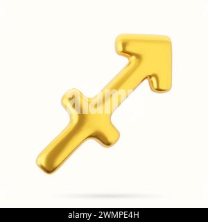 3D goldenes Sternzeichen Sagittarius auf weißem Hintergrund. Stock Vektor
