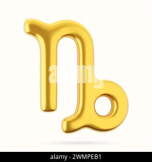 3D goldenes Sternzeichen Steinbock auf weißem Hintergrund. Stock Vektor