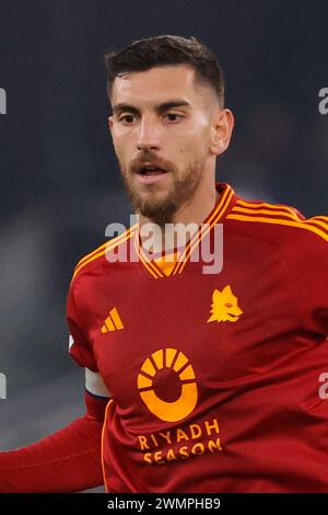 Rom, Latium, Italien. Februar 2024. Lorenzo Pellegrini von Roma während des Fußballspiels der Serie A ALS Roma - Turin FC Stadio Olimpico am 25. Februar 2024 in Rom, Italien. (Kreditbild: © Ciro de Luca/ZUMA Press Wire) NUR REDAKTIONELLE VERWENDUNG! Nicht für kommerzielle ZWECKE! Stockfoto