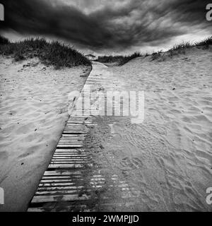 Statische Häuser auf Sanddünen Coatham Beach North Yorkshire Großbritannien Stockfoto