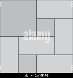 Pflasterfliesen aus Granit, Parkett mit kontrastierenden Blöcken. Vektorstraße oder Bürgersteig aus Kopfsteinpflaster, Garten oder Parkweg Stock Vektor