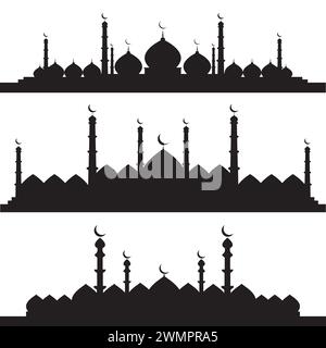 moschee-Silhouette, Satz von Moschee-Vektor Stock Vektor