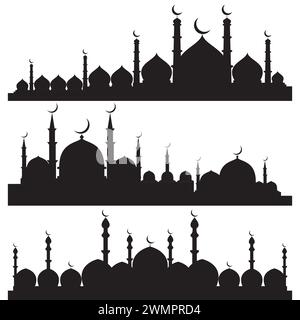 moschee-Silhouette, Satz von Moschee-Vektor Stock Vektor