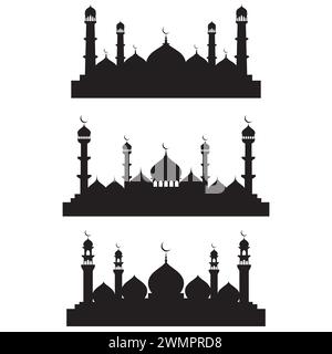 moschee-Silhouette, Satz von Moschee-Vektor Stock Vektor