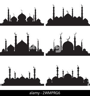 moschee-Silhouette, Satz von Moschee-Vektor Stock Vektor