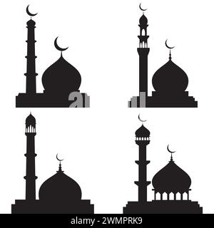 moschee-Silhouette, Satz von Moschee-Vektor Stock Vektor