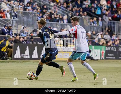 CHESTER, PA, USA - 24. FEBRUAR 2024 - MLS-Spiel zwischen Philadelphia Union und Chicago Fire FC (Foto: Paul J. Froggatt/FamousPixs/Alamy Stock Photo) Stockfoto