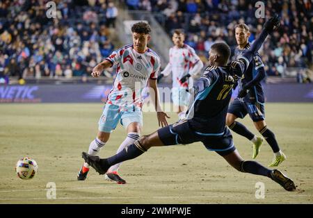 CHESTER, PA, USA - 24. FEBRUAR 2024 - MLS-Spiel zwischen Philadelphia Union und Chicago Fire FC (Foto: Paul J. Froggatt/FamousPixs/Alamy Stock Photo) Stockfoto